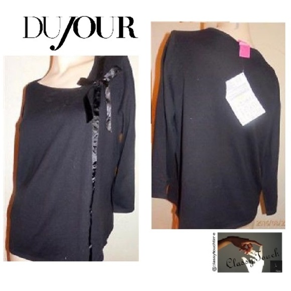 Du Jous Tops - Du Jous QVC NWT Black Knit Shirt